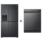 Vista frontale di Offerta Kit Esclusivo: Frigorifero Side-by-Side Classe D, 635L + Lavastoviglie libera installazione QuadWash Serie 3, Classe B GSLV71MCTD.DF365