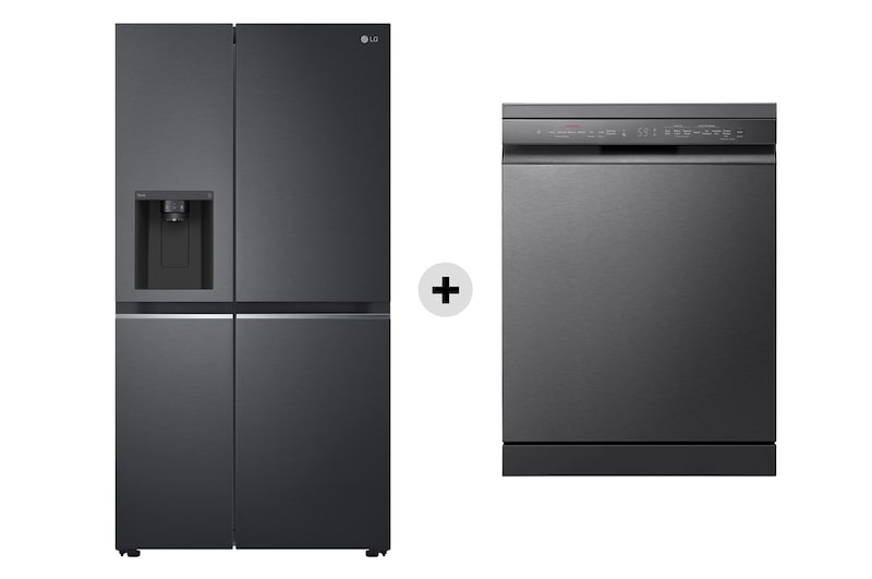 Vista frontale di Offerta Kit Esclusivo: Frigorifero Side-by-Side Classe D, 635L + Lavastoviglie libera installazione QuadWash Serie 3, Classe B GSLV71MCTD.DF365