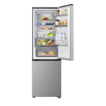 Frigorifero LG GBBS524APY con sportello superiore aperto con alimenti organizzati nei vani interni