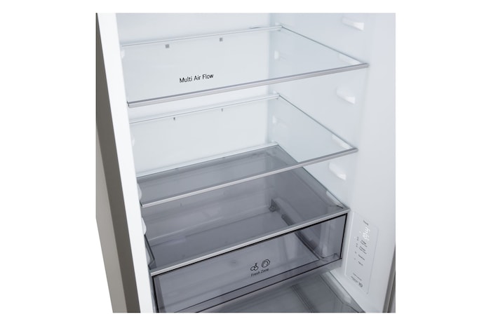 Immagine obliqua frigo aperto