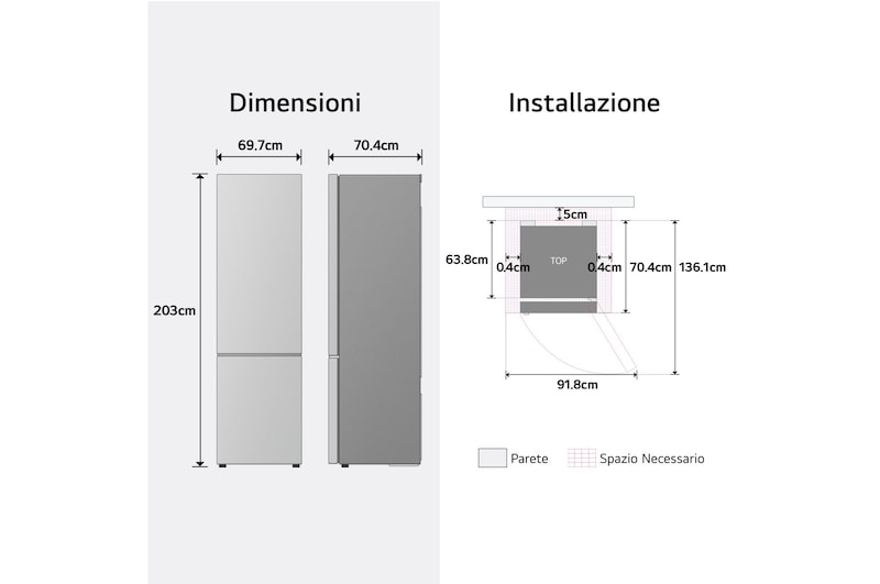 Dimensioni frigorifero combinato GBBW726AEV
