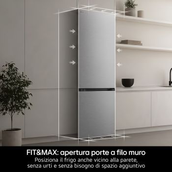 LG GBGW92GCEV Frigorifero combinato, installazione Fit & Max con apertura delle porte a filo muro senza ingombro.