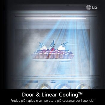 LG GBGW92GCEV Frigorifero combinato, tecnologia Door & Linear Cooling™ per una temperatura costante e un raffreddamento rapido.