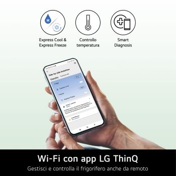 LG GBGW92GCEV Frigorifero combinato, controllo Wi-Fi con app LG ThinQ.