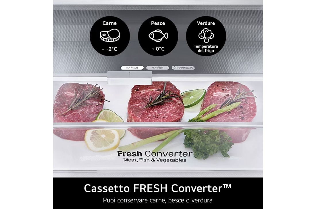 LG Frigorifero combinato | Classe C, 387L | Wi-Fi, Metal Fresh, Door&Linear Cooling, Fresh Converter, Wine Rack | Argento, GBV5250CPY