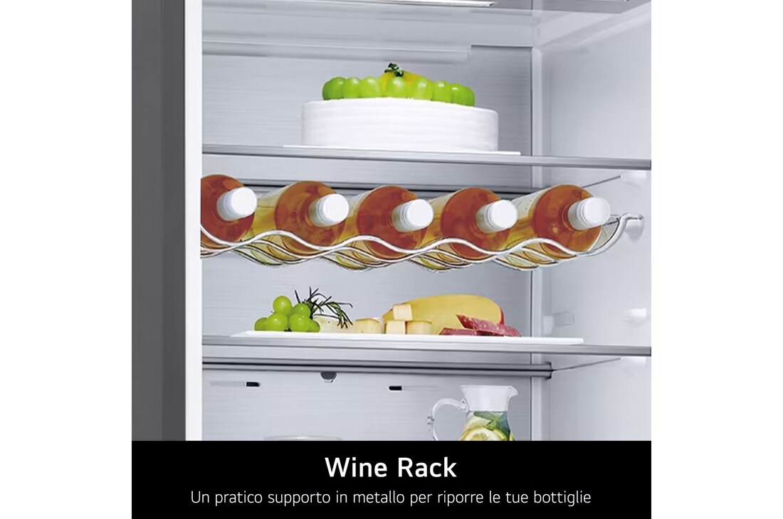 LG Frigorifero combinato | Classe C, 387L | Wi-Fi, Metal Fresh, Door&Linear Cooling, Fresh Converter, Wine Rack | Argento, GBV5250CPY