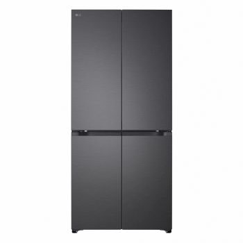 Vista frontale a porte chiuse del Frigorifero Multidoor Slim LG GMBS30SDEP in finitura scura ed elegante a quattro porte.