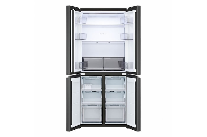 Vista frontale del Frigorifero Multidoor Slim LG GMBS30SDEP completamente aperto.
