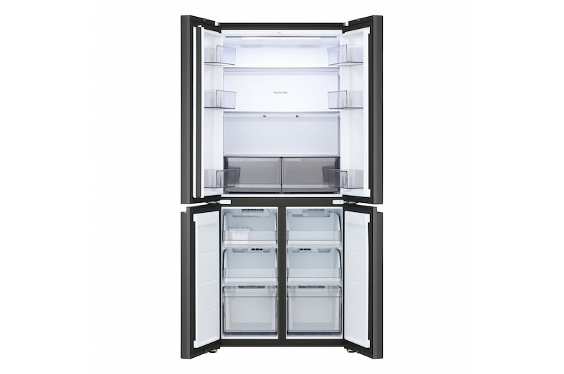 Vista frontale del Frigorifero Multidoor Slim LG GMBS30SDEP completamente aperto.