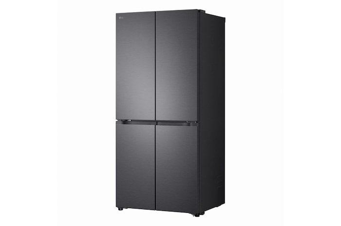 Inquadratura prospettica da tre quarti a destra del Frigorifero Multidoor Slim LG GMBS30SDEP chiuso.