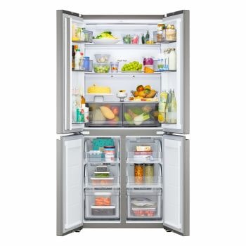 Foto frontale del frigorifero Multidoor GMBS30SDPY aperto con alimenti