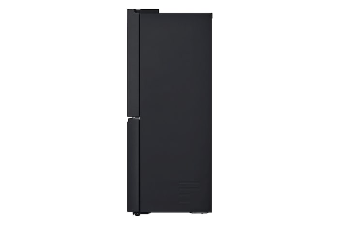 Vista frontale con porte del frigo chiuse e porte del freezer aperte