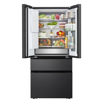 Interno ben organizzato con porte del vano superiore aperte del Frigorifero French Door LG GMGS50DEEP