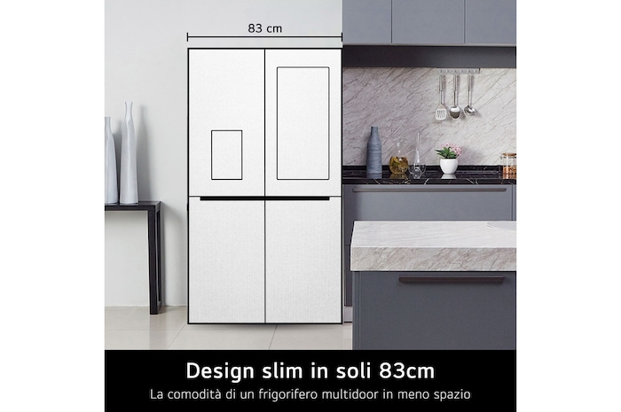 LG Frigorifero Multidoor Slim InstaView Door-in-Door | Classe E, 530L | Wi-Fi, Door & Linear Cooling, No frost | Nero, GMQ844MC5E