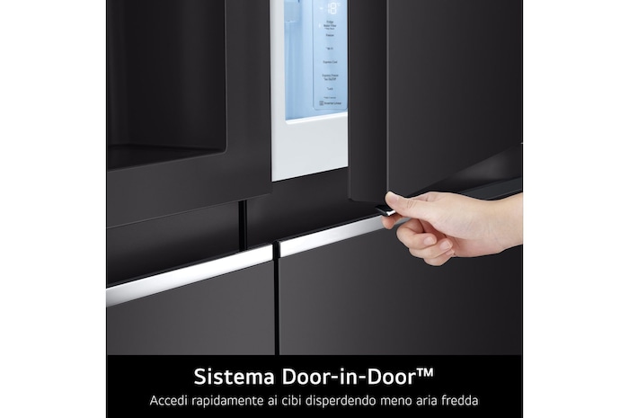 LG Frigorifero Multidoor Slim InstaView Door-in-Door | Classe E, 530L | Wi-Fi, Door & Linear Cooling, No frost | Nero, GMQ844MC5E