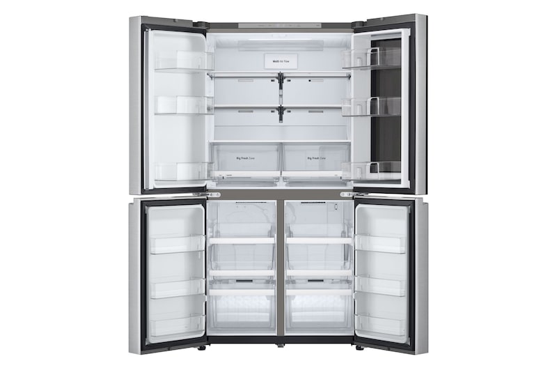 Frigorifero con porte aperte, completamente vuoto