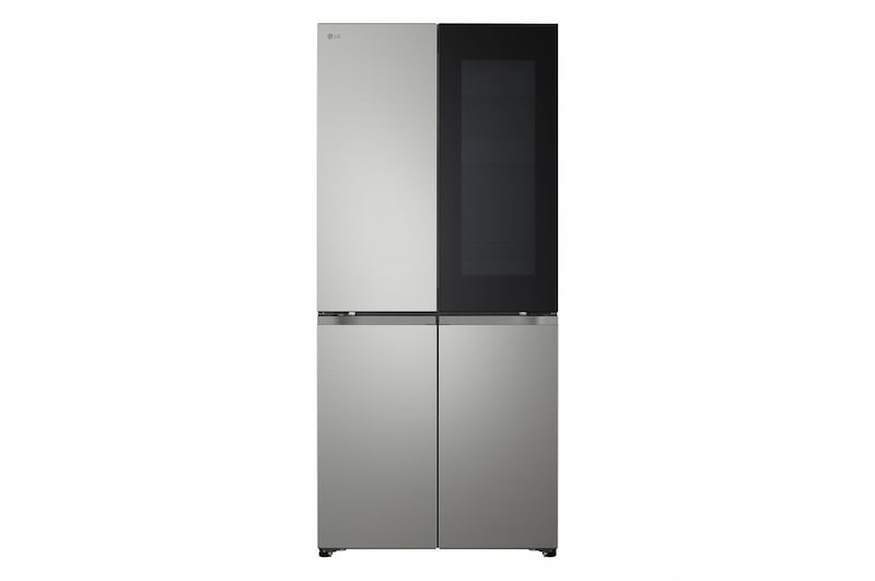 Frigorifero Multidoor Slim Instaview LG GMVS30SEPY in finitura inox con ante multidoor e pannello Instaview nero frontale