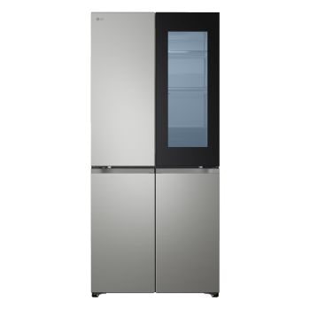 Frigorifero Multidoor Slim Instaview LG GMVS30SEPY con pannello Instaview illuminato che mostra l’interno senza aprire la porta.