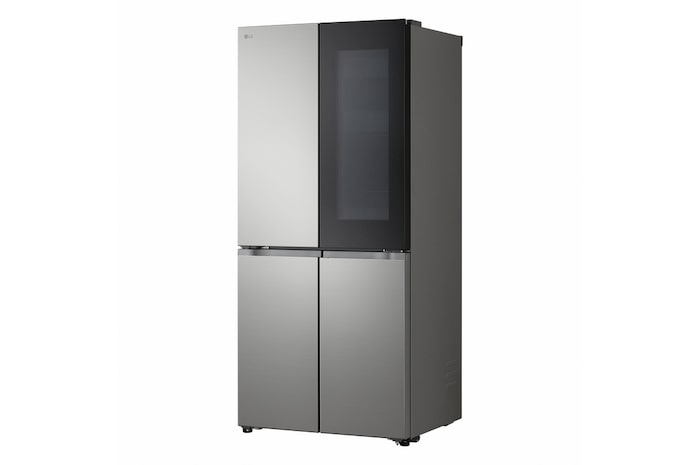 Frigorifero Multidoor Slim Instaview LG GMVS30SEPY visto in tre quarti, con design sottile multidoor e finitura inox moderna.