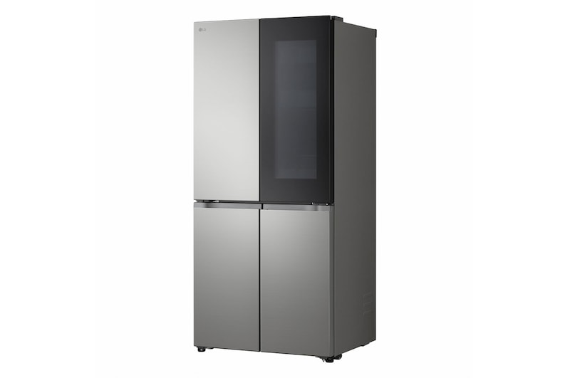 Frigorifero Multidoor Slim Instaview LG GMVS30SEPY visto in tre quarti, con design sottile multidoor e finitura inox moderna.