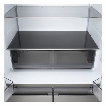 Frigorifero Multidoor Slim Instaview LG GMVS30SEPY con interno vuoto, ripiani in vetro e ampi cassetti inferiori.