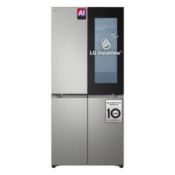 Vista frontale con vetro InstaView del Frigorifero Multidoor LG GMVS30SEPY