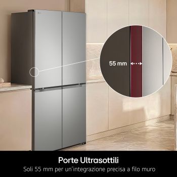 LG GMVW50DDMB Frigorifero Multidoor, porte ultrasottili da 55 mm per integrazione a filo muro.