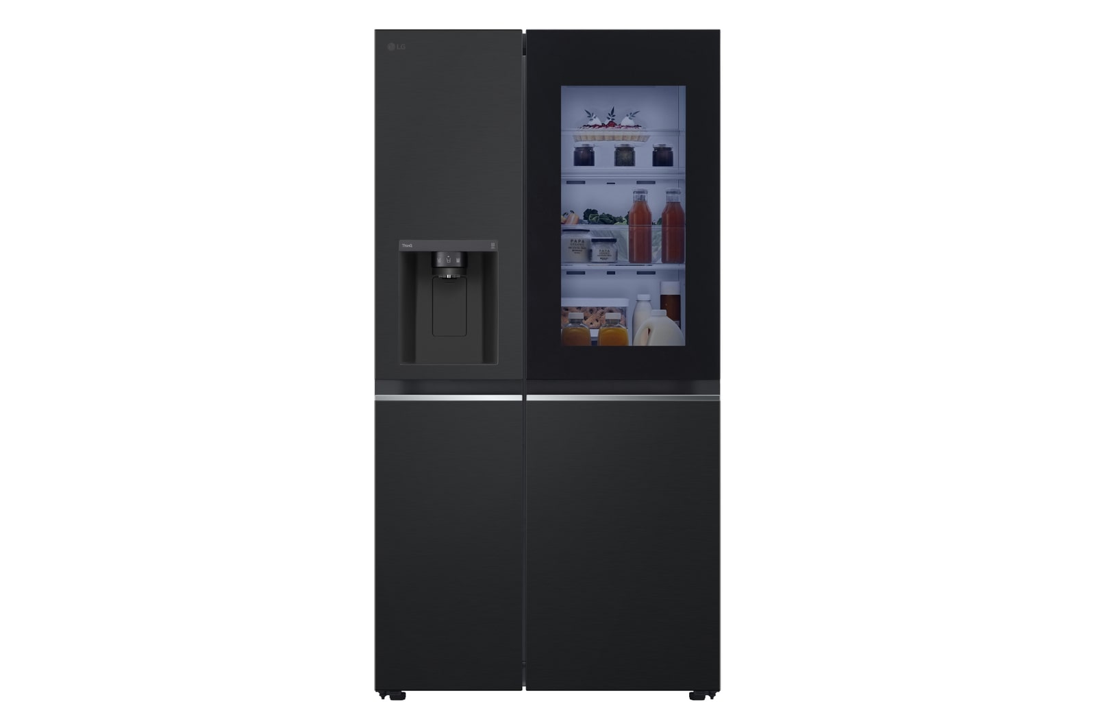 Vorderseite von Side-by-Side Kühlschrank mit InstaView® (E, 635L, 189,1cm hoch) mit Eis-, Crushed Ice- und Wasserspender & internem Wassertank | GSGV81EPLL