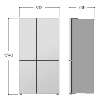 Schema dimensioni altezza larghezza e profondità del Frigorifero Side-by-Side LG GSGV81PYLL