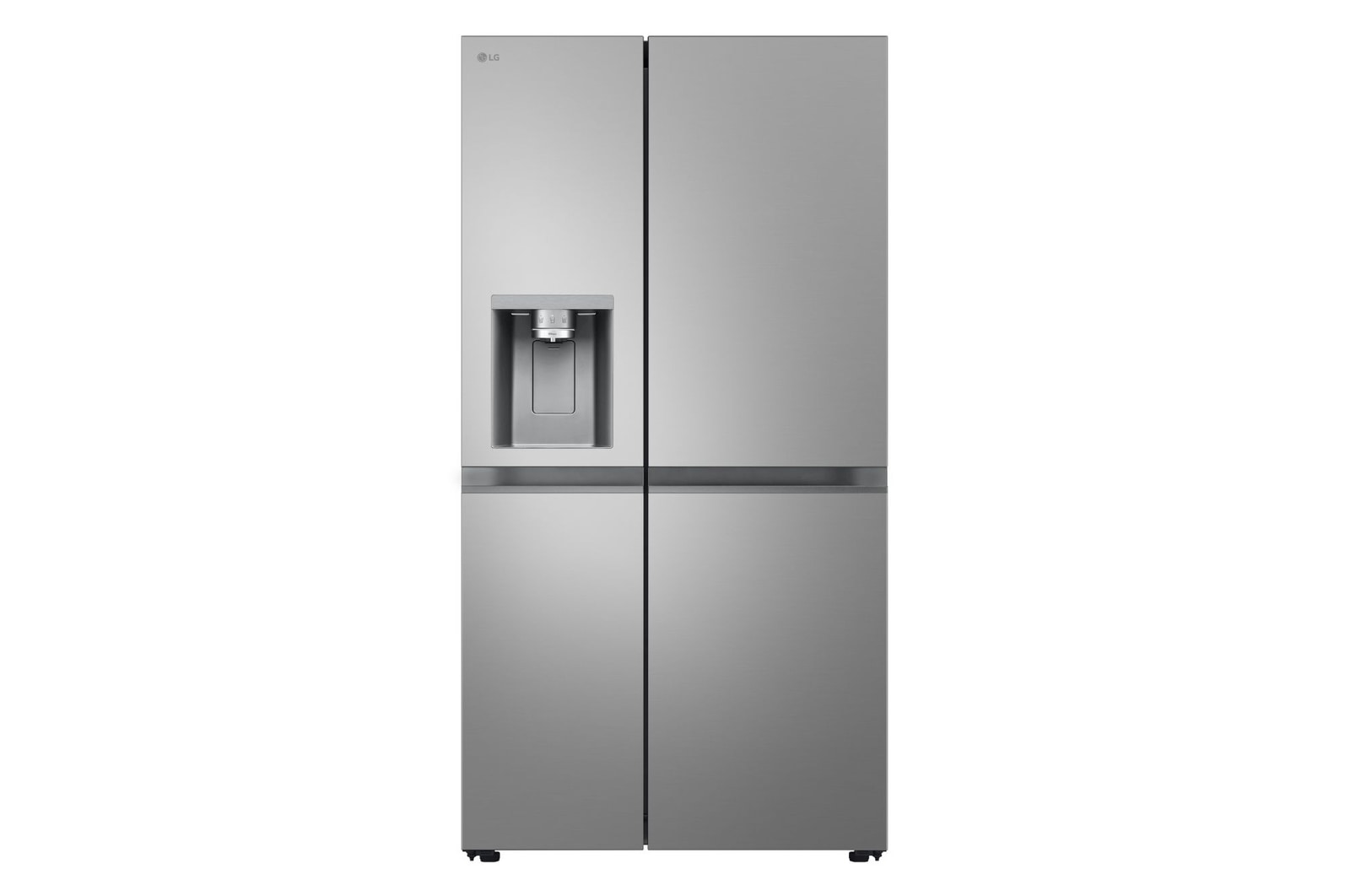 Vista frontale di Frigorifero Side-by-Side | Classe C, 628L | Wi-Fi, Dispenser senza allaccio, UVnano, Door &amp; Linear Cooling | Prime Silver GSLE81PYBC