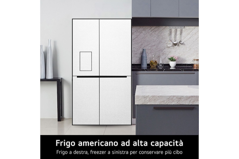 LG Frigorifero Side-by-Side | Classe C, 628L | Wi-Fi, Dispenser senza allaccio, UVnano, Door & Linear Cooling | Prime Silver, GSLE81PYBC