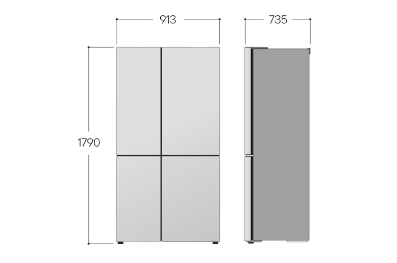 Immagine stilizzata del frigo con le dimensioni