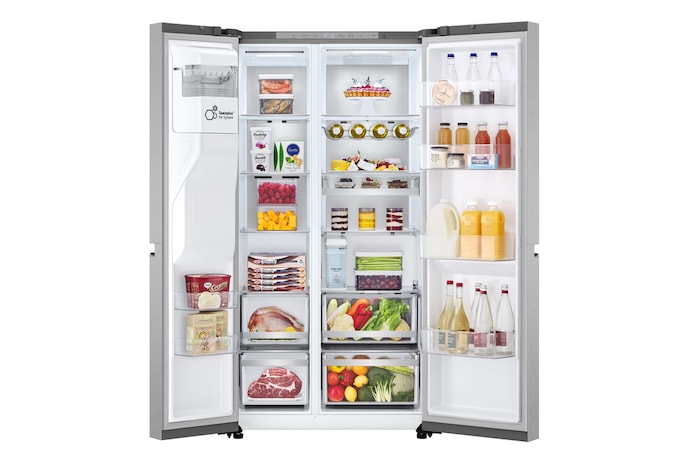 LG Frigorifero Syde-by-Side | Classe C, 628L | Wi-Fi, Dispenser senza allaccio, UVnano, Metal Fresh, Door Cooling | Metal Sorbet, GSLE91MBAC