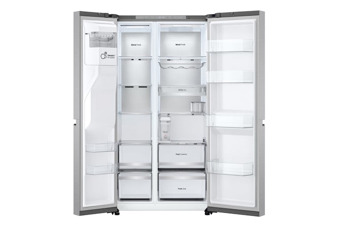 LG Frigorifero Syde-by-Side | Classe C, 628L | Wi-Fi, Dispenser senza allaccio, UVnano, Metal Fresh, Door Cooling | Metal Sorbet, GSLE91MBAC