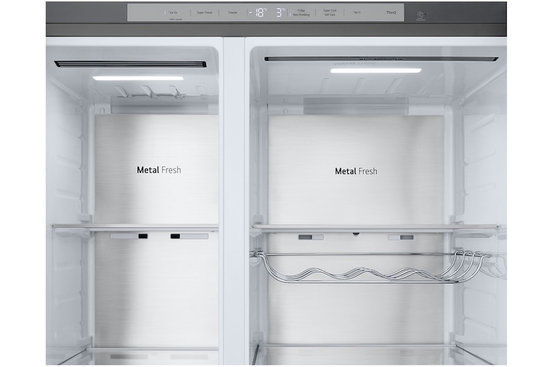 LG Frigorifero Syde-by-Side | Classe C, 628L | Wi-Fi, Dispenser senza allaccio, UVnano, Metal Fresh, Door Cooling | Metal Sorbet, GSLE91MBAC