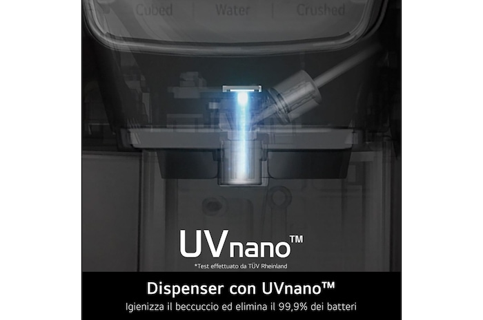 LG Frigorifero Side-by-Side | Classe D, 635L | Wi-Fi, Dispenser con allaccio, UVnano, No frost | Inox, GSLV90PZAD