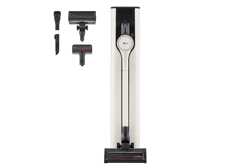 Aspirapolvere CordZero A9T-PRIME1C vista di fronte, inserita nella stazione all-in-one