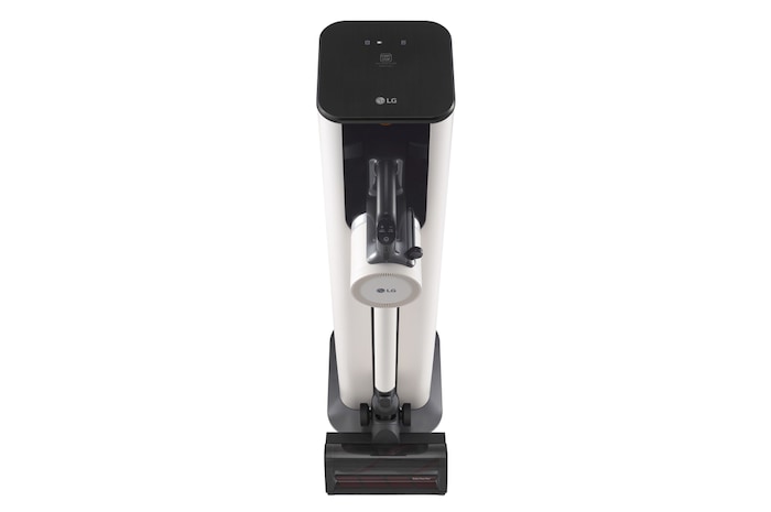 Aspirapolvere CordZero A9T-PRIME1C inserito nella stazione all-in-one visto dall'alto