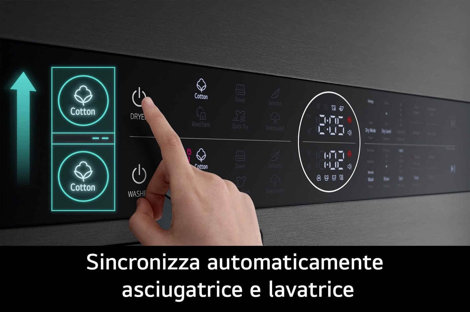 Dettaglio sincronizzazione: colonna bucato LG WT1716BBF