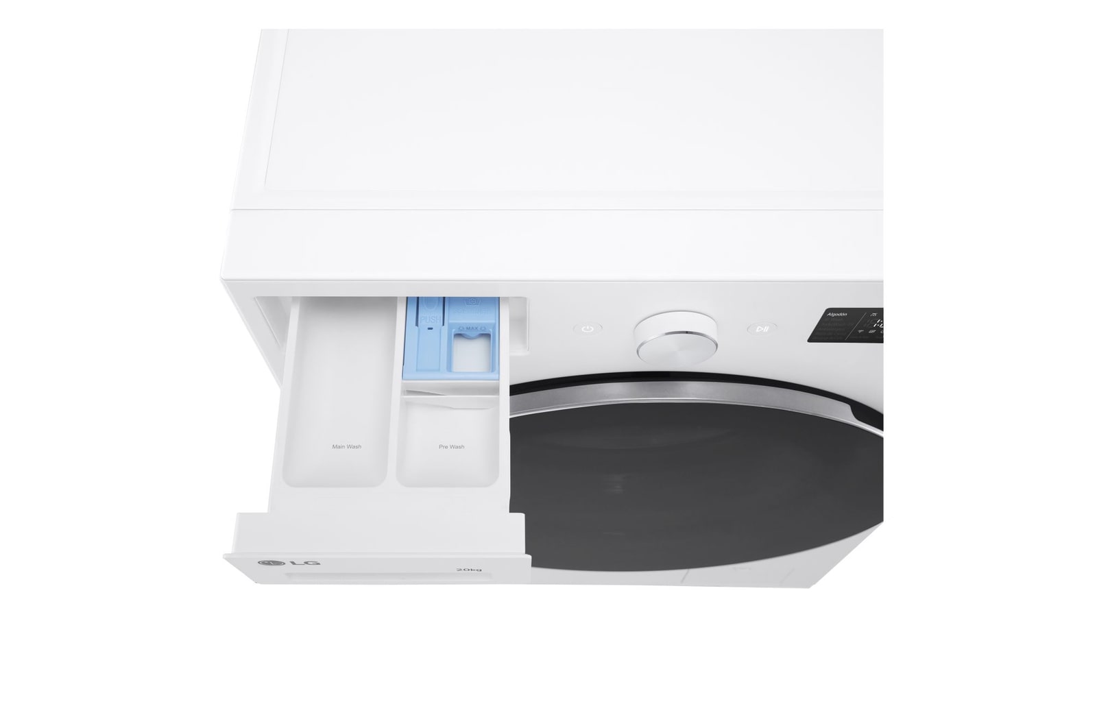 Lavatrice LG F0NT116TWC - Vista ravvicinata del cassetto per il detersivo