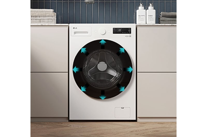 Lavatrice LG F0NT116TWC - Immagine del prodotto ambientata in una lavanderia moderna