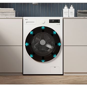 Lavatrice LG F0NT116TWC - Immagine del prodotto ambientata in una lavanderia moderna