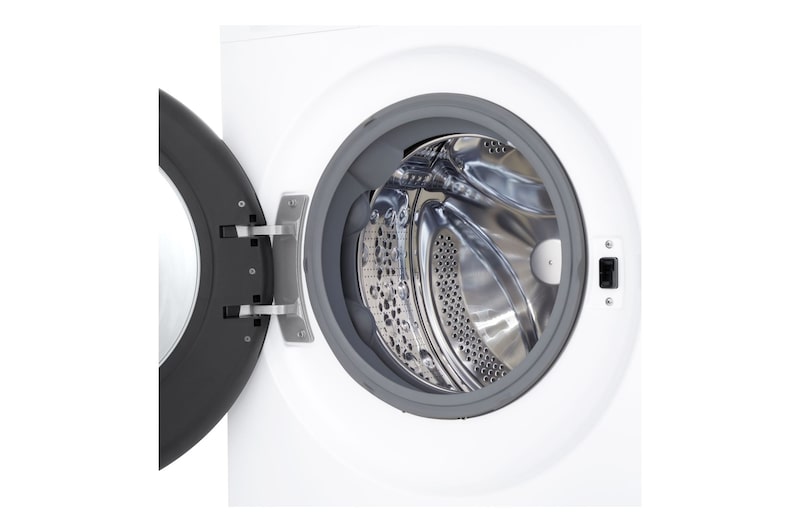 Foto frontale lavatrice con zoom su oblò lavatrice LG F2NX50S8TLB