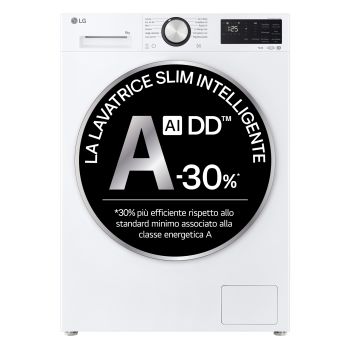 Immagine frontale della lavatrice LG F2NX50S8TCL Slim 8kg Next AI DD™ Serie X5 Classe A-30%