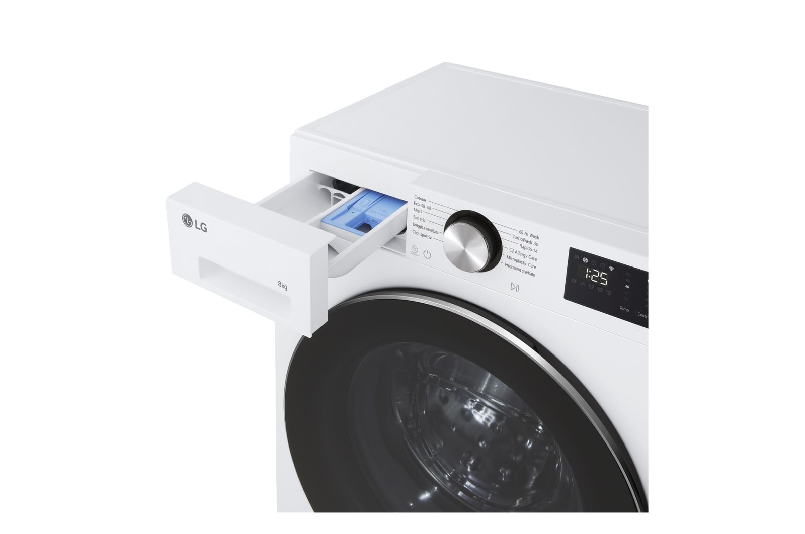 Foto vaschetta del detersivo aperto lavatrice LG F2NX50S8TCL Serie X5 Classe A-30%