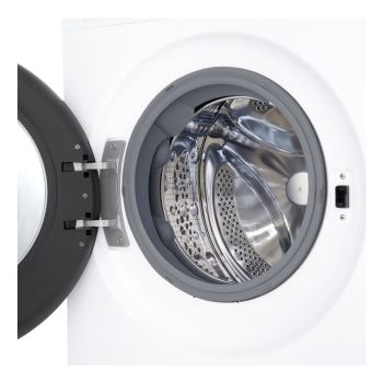 Foto frontale lavatrice con zoom su oblò lavatrice LG F2NX50S8TCL Serie X5 Classe A-30%