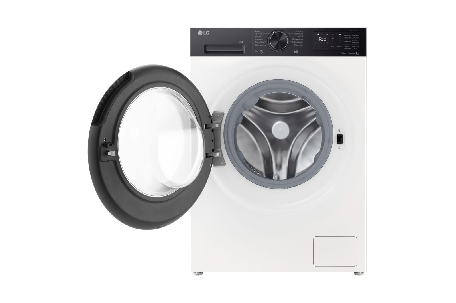 Immagine frontale con oblò aperto della lavatrice Immagine frontale della lavatrice LG F2NX50S9THB Slim 9kg Serie X5 Classe A