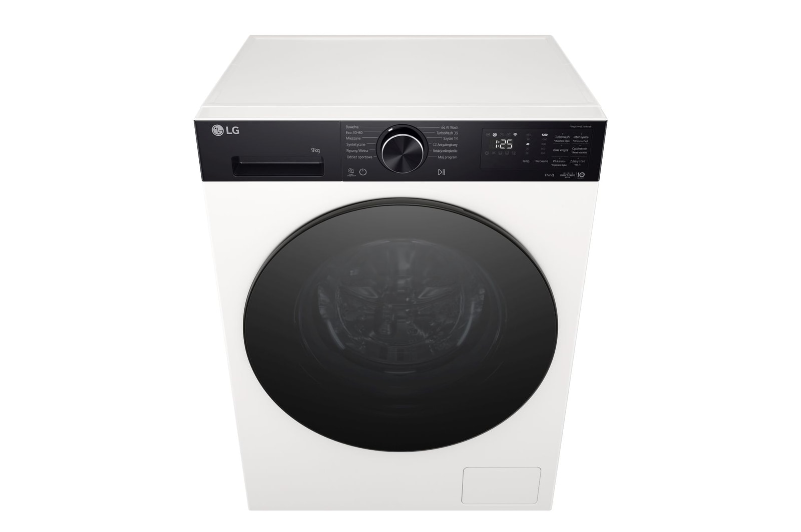 Immagine frontale dall'alto lavatrice Immagine frontale della lavatrice LG F2NX50S9THB Slim 9kg Serie X5 Classe A