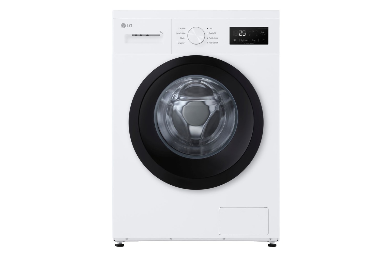 Immagine frontale della lavatrice LG F4NA1009NWK serie A1 classe A