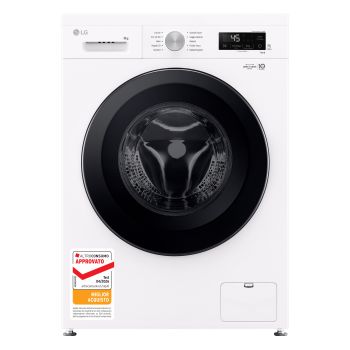 Vista frontale di Lavatrice smart 8kg | Serie X1 Classe A | 1400 giri, Wi-Fi, Sistema 6 Motion, Allergy Care, Direct Drive | Ivory White F4NX1008NWK